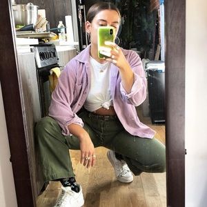 Vintage LL bean lavender corduroy shirt small